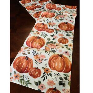 Pumpkin Table Runner Decorative Cloth Floral Decor Fall Decoration Thanksgiving
